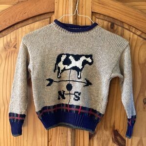 Boys Kitestrings tan blue cow weather vane long sleeve sweater - size 7